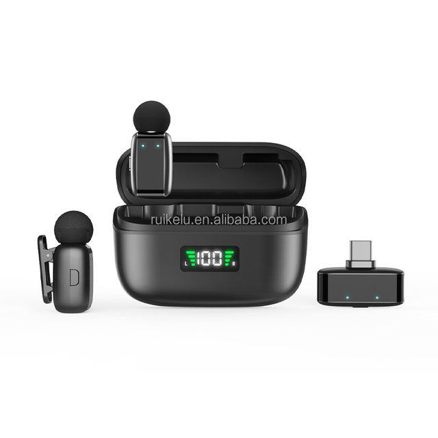 SX35 Mini 2.4G Wireless Dual 2in1 AI Crack Smart DSP Noise Reduction Condenser Lavalier Microphone LED Lights for