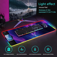 Alas Mouse Gaming Karet RGB 800x300x4mm dengan Pengisi Daya Ponsel Nirkabel Qi Pengisian Cepat untuk IOS Android Penggunaan Kantor Tersedia