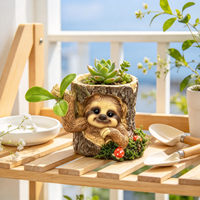 Pot de fleurs en résine en forme de tronc d'arbre paresseux, pot à succulentes mignon en forme d'animal, décoration de jardin intérieur/extérieur