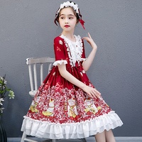 Lolita robes dentelle princesse robe bébé fille volant élégant bergère ral imprimer filles jupes une pièce