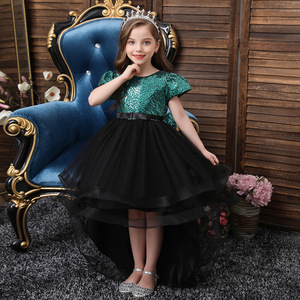 Children's Princess Dress Sequined Tulle Skirt O-Neck A-Line Flower Girl Costume For Girls - Product Image 1
