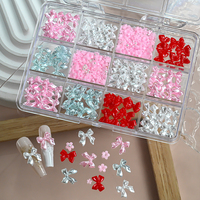 12 Grilles de Breloques Colorées en Résine pour Ongles : Nœuds Papillon, Fleurs, Perles, Strass et Pierres Précieuses – Accessoires de Décoration pour Ongles