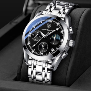 Montre pour homme POEDAGAR, chronographe sport, mode, date, quartz, montre-bracelet haut de gamme, étanche, lumineuse, bracelet en acier - Product Image 5