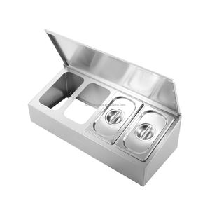 Fournitures de cuisine de restaurant Porte-condiments commercial en acier inoxydable 4x1/4GN Grille de casserole avec couvercle - Product Image 4