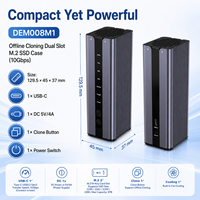 Boîtier SSD M.2 NVMe double baie, USB-C 10 Gbps, clonage hors ligne, ventilateur, sans outil, 2x8 To 2230/2280, aluminium+ABS pour Win/Mac/Linux