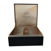 Boîte d'emballage cosmétique de luxe STPP en carton rigide pour flacon de lotion, avec insert en papier doré, coffret cadeau pour flacon cosmétique