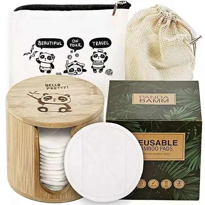 Многоразовые подушечки для снятия макияжа, 100% органический хлопок, очищающие подушечки для лица, натуральный бамбук, хлопковые подушечки для снятия макияжа