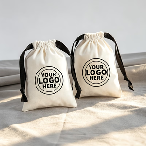 Sacs à poussière personnalisés en coton naturel imprimé avec logo, pochettes de luxe en toile à cordon pour chaussures et bottes - Product Image 2