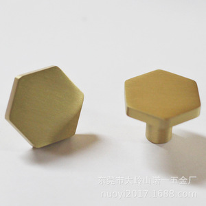 Nuoyi Brass Hexagonal Drawer Handle Minimalist Furniture <b>Knob</b> <b>Copper</b> Material Durable Design - Product Image 1