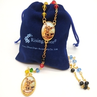 Meilleures ventes : Perles de verre transparentes multicolores 4*6 mm avec chapelet Saint-Michel et chaîne dorée