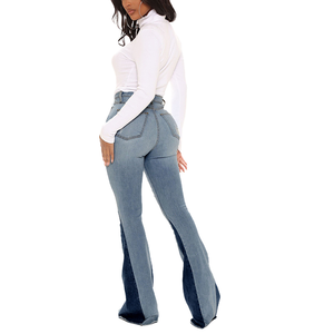 Celana Boot Perempuan Seksi Potongan Pertengahan Pinggang Celana <span class=keywords><strong>Jeans</strong></span> Denim Terkembang - Product Image 3