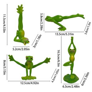 Lot de 4 grenouilles de yoga en résine, peintes à la main, écologiques, décorations amusantes pour armoires à vin et dessus de table, idéal pour les anniversaires - Product Image 2