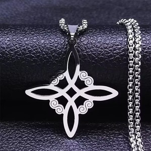 Acier inoxydable <span class=keywords><strong>Sorcière</strong></span> Noeud Pendentif Collier Charme Or/Argent Unisexe Sorcellerie Irlandaise Noeud Pendentif Amulette Collier Bijoux - Product Image 2