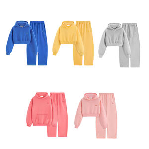 Ensemble sweat-shirt à capuche court et pantalon droit pour femme KingSen de haute qualité, logo brodé, sweat-shirt en molleton décontracté - Product Image 5