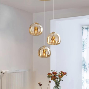 Lustre Suspendu en Verre Ambré de Qualité Supérieure pour Îlot de Cuisine, Lampe Suspendue de Luxe pour Restaurant, Lustre Nordique Moderne en Verre en Forme de Boule - Product Image 3