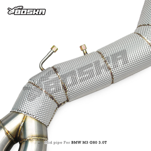 Tuyau intermédiaire avec isolation thermique pour BMW M3/M4 G80/G82/G83 3.0T 2021-2025, tuyaux d'échappement en acier inoxydable Boska 101 mm - Product Image 5