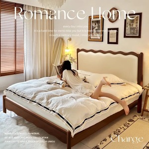Nordico retrò 1.8m semplice Design francese <span class=keywords><strong>letto</strong></span> matrimoniale in legno massello onda stile metà secolo morbido-imballato <span class=keywords><strong>letto</strong></span> moderno per camera da <span class=keywords><strong>letto</strong></span> principale - Product Image 2