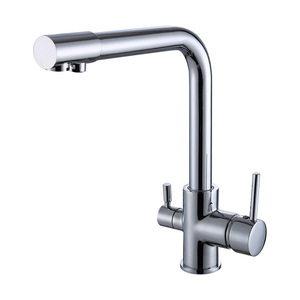 Robinet mélangeur de cuisine de luxe en laiton de haute qualité, à deux têtes, finition chrome cuivre, modèle 3013 - Product Image 3