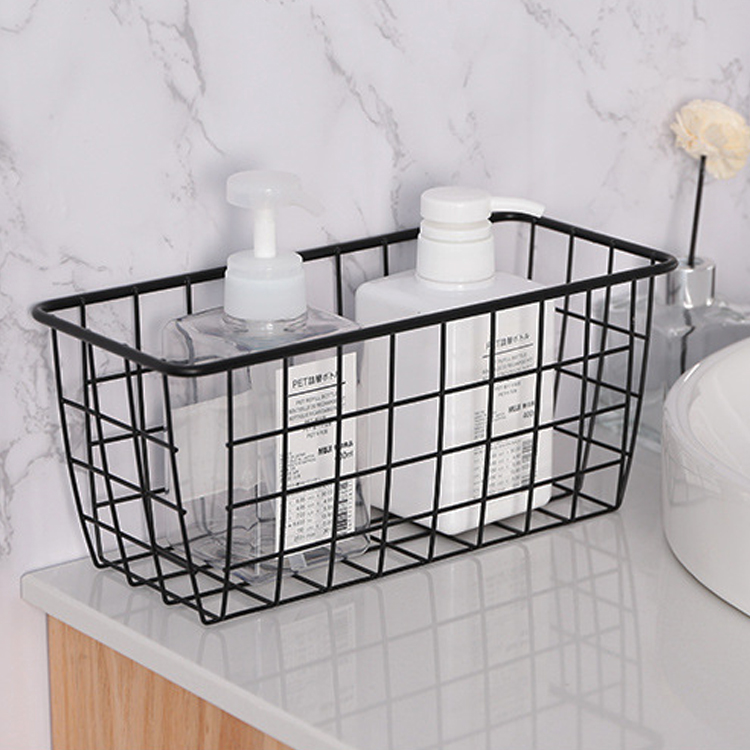Metal Iron Wire Laundry Fruit Vegetable Storage Stackable Basket With Handle