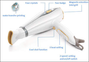 NB WID Ionic 2000W Salon-Quality Sèche-cheveux avec Diamond <span class=keywords><strong>Retro</strong></span> Blow Dry Wrap Moteur AC Hot Heat Réglages pour usage domestique - Product Image 3