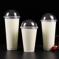 Gobelets en plastique jetables transparents pour boissons froides avec couvercles en dôme, logo personnalisé accepté