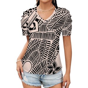 Gran oferta, <span class=keywords><strong>camiseta</strong></span> de <span class=keywords><strong>manga</strong></span> corta con diseño de logotipo personalizado, <span class=keywords><strong>Camiseta</strong></span> deportiva para mujer, <span class=keywords><strong>camiseta</strong></span> de talla grande con cuello en V de verano con estampado samoano - Product Image 3