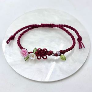 Chinese Knot Red Braided <strong>Bracelet</strong> <strong>Cute</strong> Little Flower Friendship <strong>Bracelet</strong> - Product Image 5