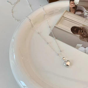 Joyería de moda collar de plata 925 para mujer 18K chapado en oro plata esterlina corazón colgante clavícula cadena collar al por mayor - Product Image 6