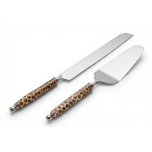 Elegant Stainless Steel Flatware Cake Server And Knife Set With Leopard Handle Elegant Design Tableware Cutlery For Wedding - Product Image 1