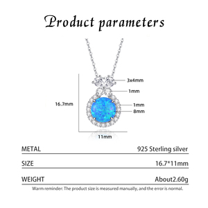 Collier pendentif nœud en opale bleue plaqué or 18 carats en argent sterling S925 exquis pour femme, bijoux de mode - Product Image 3