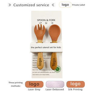 Juego de Cuchara y Tenedor de Silicona para Bebés, Sin BPA, con Mango de Madera, Resistente al Calor, para la Alimentación Independiente - Product Image 4