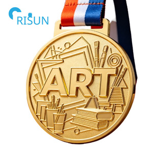 Medaglia Personalizzata per Artisti, Premio per Accademia d'Arte, Pennello da Pittura, Medaglione per Competizioni d'Arte - Product Image 2