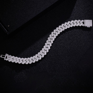 S925 Sterling Sliver 15MM <b>Iced</b> <b>Out</b> Hip Hop Jewelry VVS Moissanite Cuban Link Bracelet Gift Shining Jewelry Pass Diamond Tester - Product Image 2