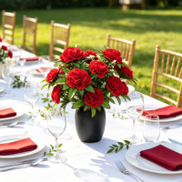 Bouquet de carnations rouges artificielles en soie en gros – Cadeau pour Thanksgiving, la Fête des Mères, Anniversaire – Arrangement floral DIY pour fleuriste et mariage