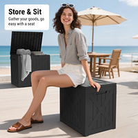 35GAL Boîtes de rangement pour terrasse noires Boîte pour terrasse de piscine étanche extérieure
