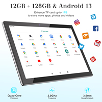 Tablette PC 2 en 1 10.1 "Android 15 OS 6GB + 6GB/128GB Stockage réel Écran IPS Tablette PC de jeu avec clavier pour les entreprises