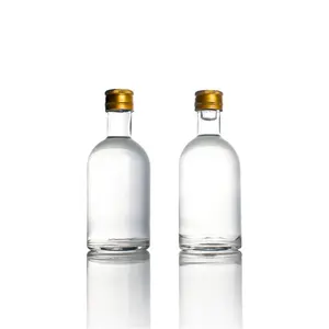 Custom 50Ml Kleine Whisky Wodka Gin Rum Glazen Fles Met Schroef Metalen Dop Lege Spiritus Mini Wijnflessen