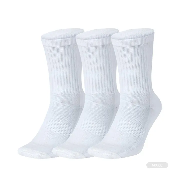 wholesale price white sport socks cotton crew white black socks custom white school socks