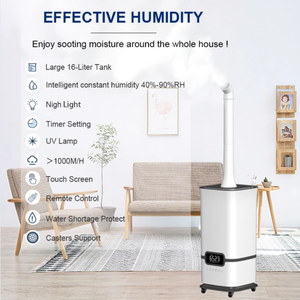 Humidificateurs électriques à ultrasons 16L grande capacité de <span class=keywords><strong>sortie</strong></span> de brouillard lourd 2 tubes de brouillard <span class=keywords><strong>3</strong></span> ailettes d'atomisation de noyau Humidistat Humidification - Product Image 2