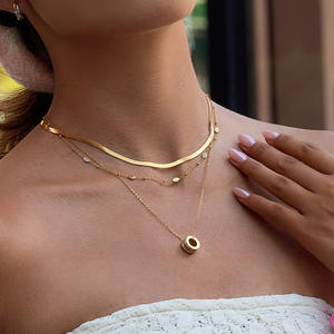 MICCIステンレススチール18K金メッキ変色フリー防水ジュエリーリングチャームデインティネックレス - Product Image 3