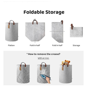 Cesto portabiancheria pieghevole da cucina pieghevole di grande capacità cesto portabiancheria in feltro di <span class=keywords><strong>vimini</strong></span> in rattan cesto portabiancheria con l - Product Image 5