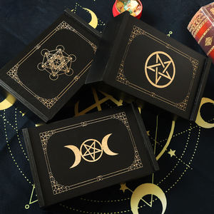 Caja de Almacenamiento de Cartas de <span class=keywords><strong>Tarot</strong></span> de Madera con Diseño Pintado, Soporte Multifuncional para Cartas Estándar - Product Image 4