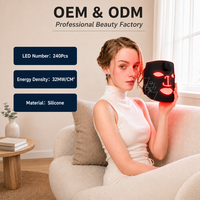 Masque facial LED en silicone avec 7 couleurs et 240 LED infrarouges pour la thérapie lumineuse, appareil de soin de la peau pour usage domestique