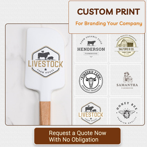 Espátulas de silicona para hornear grabadas con serigrafía personalizada con logotipo OEM con mango de madera - Product Image 4