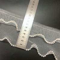 Bordure en dentelle à volants décoratifs brodés en maille avec perles LT2518B pour la vente en gros