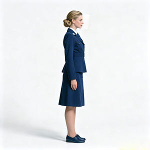 Disfraz de Piloto Vintage de los Años 40 para Mujer, Uniforme Retro de Aerolínea Azul Marino con Chaqueta Entallada de Manga Larga, Falda y Cinturón - Product Image 3