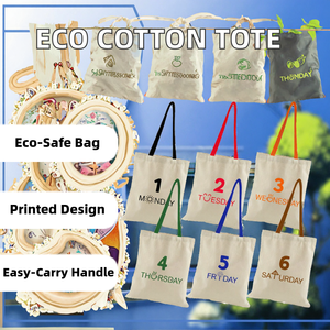 Sac fourre-tout en coton biologique écologique de 12 oz pour les courses quotidiennes, en toile avec impression numérique, recyclable - Product Image 2