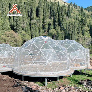 Dôme géodésique de luxe en PVC Kawagebo Kamp (KK) <span class=keywords><strong>5M</strong></span>+<span class=keywords><strong>5M</strong></span>+3M de diamètre, triple connexion, pour glamping, hôtel, resort, tente - Product Image 1
