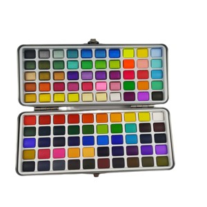 Custom 48 Colors Artist Watercolor Paint Set with Brush Sponge 3 <b>Empty</b> Palettes Paper & Canvas 5ml Capacity Plastic/Tin <b>Box</b> - Product Image 3