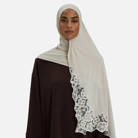 En gros Hijab en jersey premium Merrachi avec bordure en dentelle de luxe, Hijab en jersey premium Merrachi, Hijab Merrachi Bambou